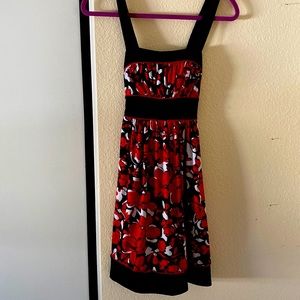 Red White and Black Floral Dress